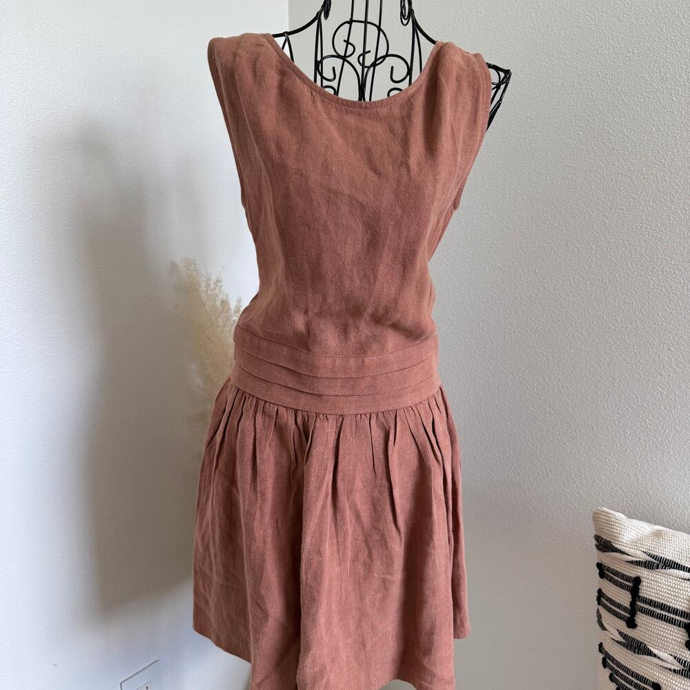 Sir The Label Patti Linen Mini Dress Brick Red Size 1 (Small)